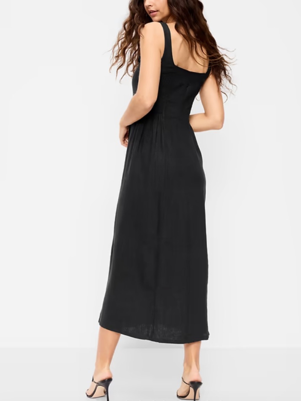Fit & Flare Sleeveless Seamed Bodice Linen-Blend Midi Dress Old Money Chic XSP - Picture 2 of 10